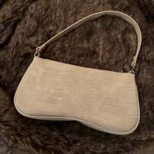 JW PEI Beige Crocodile-Embossed Shoulder Bag